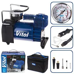 Автомобільний компресор Vitol 150psi 15Amp 40л R13-16 прикурювач (K-50)