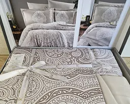 Турецька постільна білизна First Choice Cotton Satin Milena Beige євро - мініатюра 4