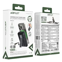 Зовнішній акумулятор ACEFAST M24-10000 22.5W magnetic fast charging power bank with holder and cable Metal Gray (6974316284871) - мініатюра 2