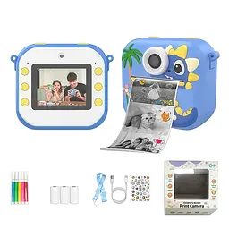 Дитяча камера-принтер DIY Toys Динозавр блакитна (CJ-4978946-B) - мініатюра 5