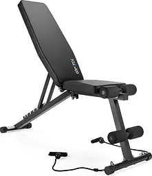Складана регульована лава для тренувань Gymtek XL400 з еспандерами для дому - мініатюра 2