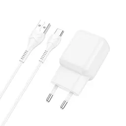 Адаптер живлення мережевий HOCO C96A 1*USB-A 2.1 A білий набір із кабелем Type-C - мініатюра 4