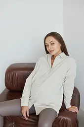 Сорочка вельветова для вагітних та годуючих мам Varna розмір L-XL Lullababe Айворі - мініатюра 7