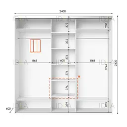 Шафа-купе Idea серія 2 240 x 60 x 240 см Білий Дзеркало - мініатюра 2
