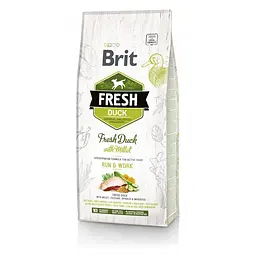 Сухий корм Brit Fresh для дорослих активних собак качка і пшоно 12 кг (170997/530816)