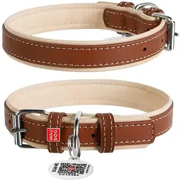 Нашийник для собак Waudog Soft, шкіряний, з QR паспортом,46-60х3,5 см, коричневый - мініатюра 3