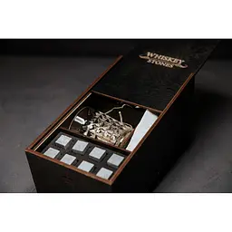 Подарунковий набір Whiskey Stones камені для віскі у дерев'яному пеналі 8 шт. + 2 склянки Bohemia Diamond + щипці + мішечок - мініатюра 3