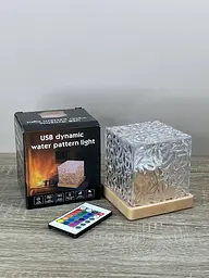 RGB LED нічник Dynamic Water Pattern Light з ефектом води, пультом ДК і USB живленням декоративна настільна лампа - мініатюра 5