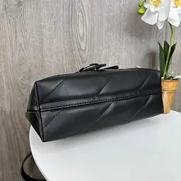 Сумка жіноча через плече маленька крос-боді стьобана на ланцюжку Чорна 1213Ч - мініатюра 7