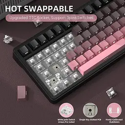 Ігрова бездротова механічна клавіатура ATTACK SHARK X85 / Три режими підключення / White Jade Switch / Pink - мініатюра 10