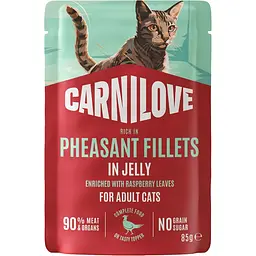 Вологий корм для котів Carnilove Jelly Quail with Dandelion перепілка і кульбаба в желе 85 г