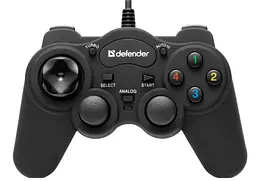Геймпад провідний Defender Game Racer Turbo GT USB-PS 12 кнопок (Чорний)