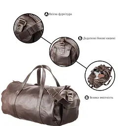 Сумка дорожня Grande Pelle 11044 коричнева - мініатюра 4