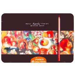 Олівці кольорові акварельні Marco FineArt 48 кольорів /FineArt-48TN/ Renoir, кедр, металевий пенал - мініатюра 2