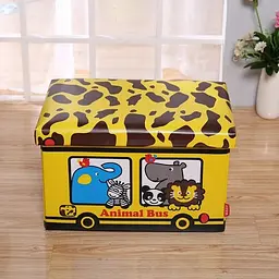 Ящик для іграшок складаний автобус Animal Bus з кришкою водонепроникний UKC 40х25 см Різнокольоровий - мініатюра 3