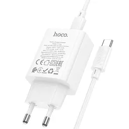 МЗП Hoco C143A Benefit PD20W (1USB-C) + кабель Type-C to Type-C White - мініатюра 7