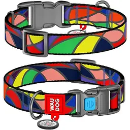 Нашийник для собак Waudog Nylon нейлоновий c QR паспортом, малюнок Вітраж, пластиковий фастекс, M, Ш 20 мм, Дов 24-40 см