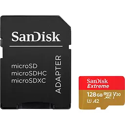 Карта пам`яті SanDisk microSDXC 128GB C10 UHS-I U3 Extreme A2 V30 + SD Adapter (SDSQXAA-128G-GN6MA) [139532]