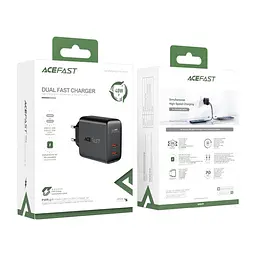 Мережевий зарядний пристрій Acefast A9 2 Type-C QC PD 40W чорний - мініатюра 5