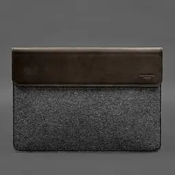 Чохол-конверт BlankNote із клапаном шкіра+фетр для MacBook 14" Темно-коричневий Crazy Horse - мініатюра 5
