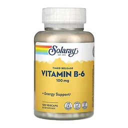 Вітамін B6 Solaray 100 мг (Vitamin B-6) - 120 веганських капсул