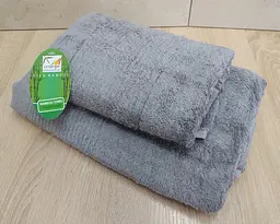 Набір турецьких бамбукових махрових рушників Cestepe 50х90+70х140 Bamboo Sarev Light Gray - мініатюра 5