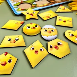Дерев'яний пазл-вкладиш "Курчата" геометричні фігури Ubumblebees 1х31х23 см det0009902 - мініатюра 4