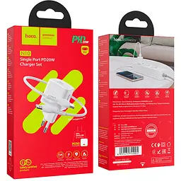 Мережевий зарядний пристрій Hoco N10 1Type-C (PD20W) 3 A White - мініатюра 2