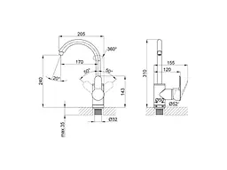Змішувач Brinex на мийку білий 40W 007 (k40) BRIN40W007 - мініатюра 2