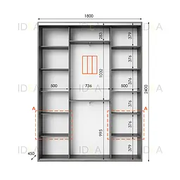 Шафа-купе Idea серія 3 180 x 45 x 240 см Венге темний Дзеркало - мініатюра 2