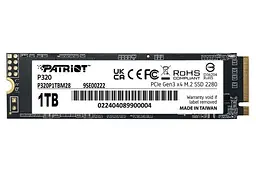 Твердотільний SSD накопичувач 1Tb, Patriot P320, PCI-E 3.0x4, M.2 2280, 3D TLC, 3000/2200 МБ/с (P320P1TBM28)