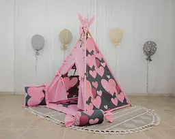 Вігвам для дівчинки з сердечками рожевий Love me