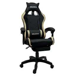 Геймерське крісло DEXON ONYX з підставкою для ніг, з тканини+велюрові вставки Cofee - мініатюра 1