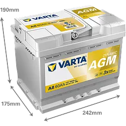 Акумулятор Varta Dynamic AGM 12В 60Аг 680А (EN) R+ (560901068) - мініатюра 3