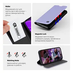 Чехол-книжка для Realme C73 5G, OneFold Case, фиолетовый, из экокожи (PU) и TPU, с магнитом, с подставкой и отделением для карт, трансформируется в подставку, противоударный, защита всего корпуса, ArmorStandart (ARM88526) - мініатюра 4
