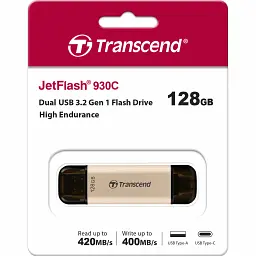 USB флеш накопичувач Transcend 128GB JetFlash 930 Gold-Black USB 3.2/Type-C (TS128GJF930C) - мініатюра 8