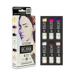 Набір олійної фарби у формі пастелі Sennelier Light tones portrait, 6 шт, картон
