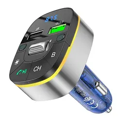Адаптер автомобільний HOCO Crystal transparent car BT FM transmitter E71 сіро прозорий - мініатюра 6