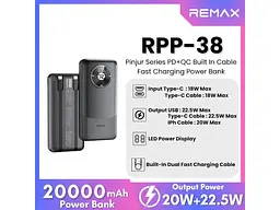 Зовнішній акумулятор (Power Bank) Remax 20000mAh 22.5W Black (RPP-38 / 45364) - мініатюра 3