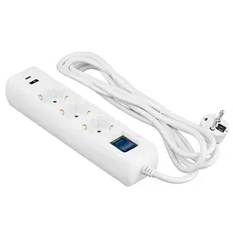 Мережевий фільтр-подовжувач 2E SP-315M-3USB-WH 3 м, 3xТипF, 16 А, 1xUSB-A, 1xUSB-C - мініатюра 3