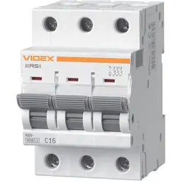 Автоматичний вимикач Videx Resist RS6 3п 16А 6кА С (VF-RS6-AV3C16)