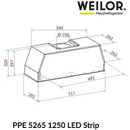 Витяжка вбудована Weilor PPE 5265 SS 1250 LED Strip - мініатюра 10