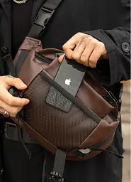 Велика чоловіча сумка бананка Sambag DynamicDart коричнева 38 × 21 × 7 см (80411020m) - мініатюра 4