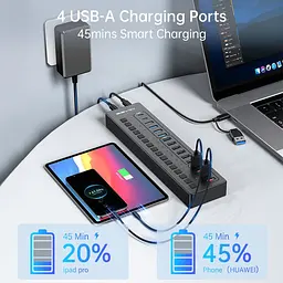 Розумний USB hub Acasis DS-516PB на 16 портів USB-C/USB 5 Гбіт/с розгалужувач з живленням від мережі (Чорний) - мініатюра 6