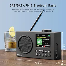 Портативне радіо Mycket DAB, цифрові радіоприймачі DAB Plus з Bluetooth, USB-перезаряджувані FM-радіоприймачі, невелике радіо - мініатюра 4