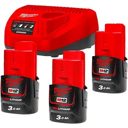Акумулятори до електроінструменту + зарядний пристрій Milwaukee M12 NRG-303 (4933459207) [99354]