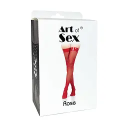 Панчохи в дрібну сітку з лакованою коронкою Art of Sex - Rose, колір чорний, розмір S - мініатюра 3