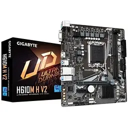 Материнська плата LGA1700, Gigabyte H610M H V2, H610, 2xDDR5, Int.Video(CPU), 4xSATA3, 1xM.2, 1xPCI-E 4.0 x16, 1xPCI-E 3.0 x1, Realtek 7.1, Realtek GbE, 4xUSB3.2/8xUSB2.0, VGA/HDMI, MicroATX