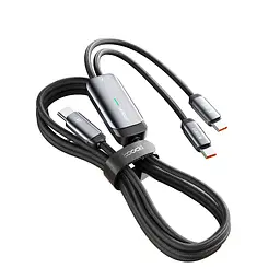 Кабель подвійний із швидкою зарядкою Toocki PD100W, Type C to Type C 1.2 м, Grey - мініатюра 3