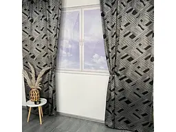 Жакардові штори "геометрія" чорного кольору на тасьмі 2шт. 150х270 ALBO pbe0052389 - мініатюра 9